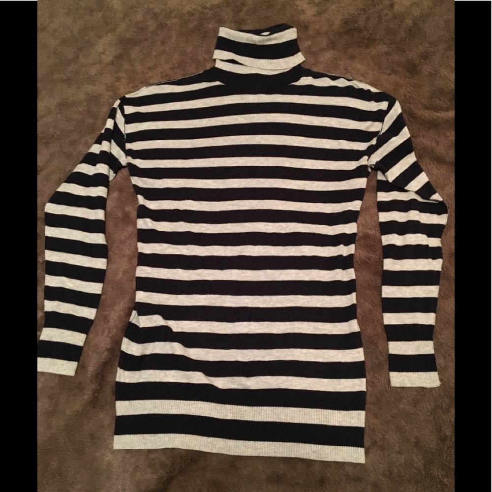 Navy and gray stripe Banana Republic turtleneck